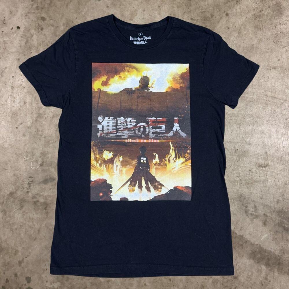 Ripple Junction Attack on Titan Season 1 Eren Yeager T-Shirt Black Mens Size M